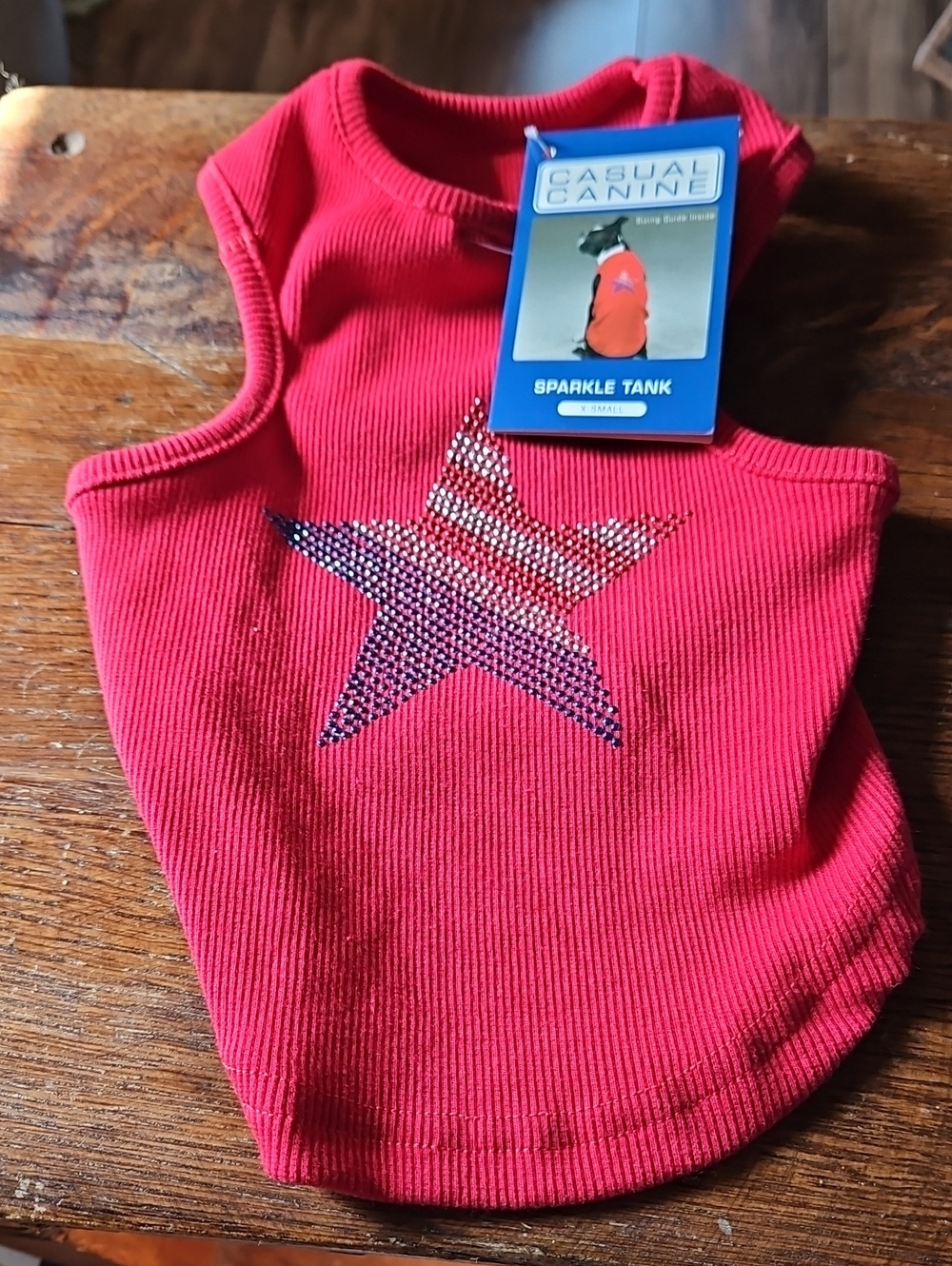 Casual Canine Dog Red Sparkle Tank Top XS